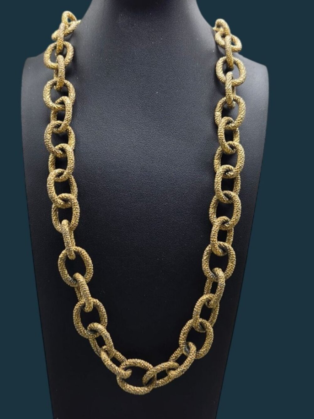 Vintage KJL Kenneth Jay Lane 30” Heavy Chunky Textured Rope Chain Necklace 1960s - Picture 2 of 15